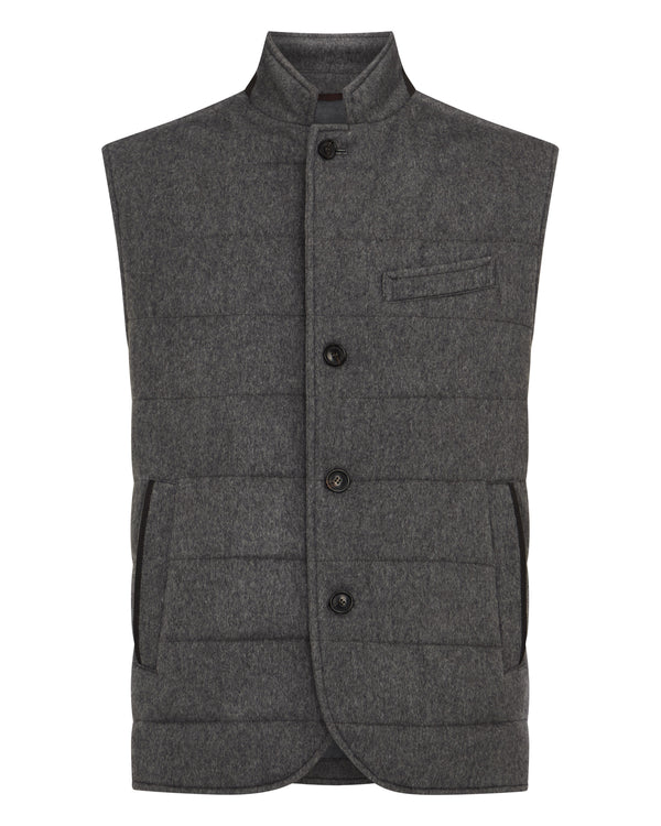 N.Peal Men's Calgary Cashmere Gilet Grey