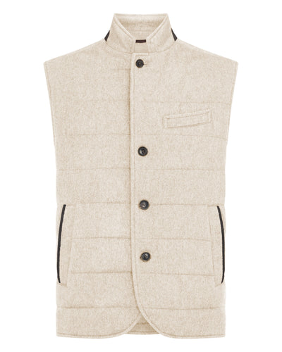 N.Peal Men's Calgary Cashmere Gilet Oatmeal Brown