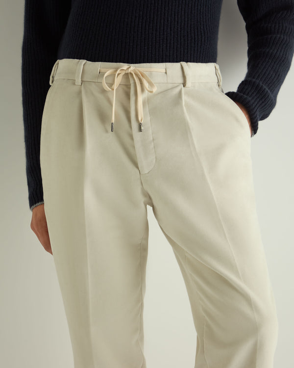 N.Peal Men's Atrani Moleskin Trousers Off White