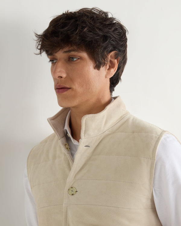 N.Peal Men's Verbiers Gilet Ecru White 