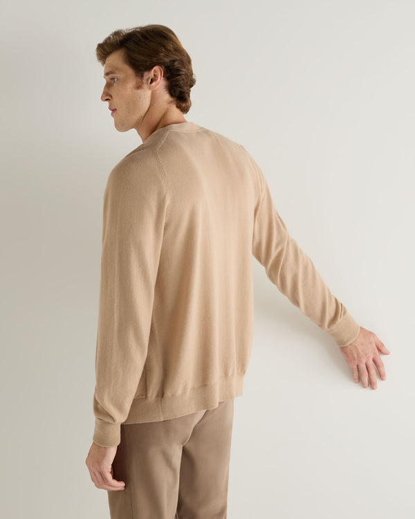 N.Peal 007 Goldfinger V Neck Cardigan Camel Brown