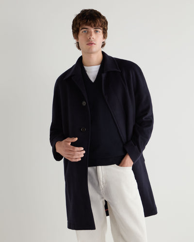 N.Peal Men's Cashmere Coat Navy Blue