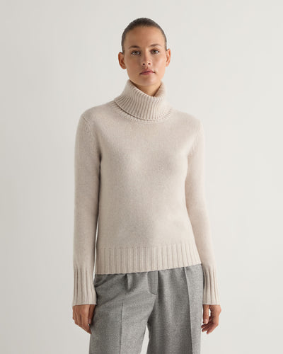 N.Peal Women's Hazel Chunky Roll Neck Cashmere Jumper Frost White