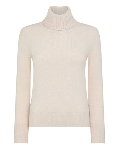 N.Peal Women's Hazel Chunky Roll Neck Cashmere Jumper Frost White