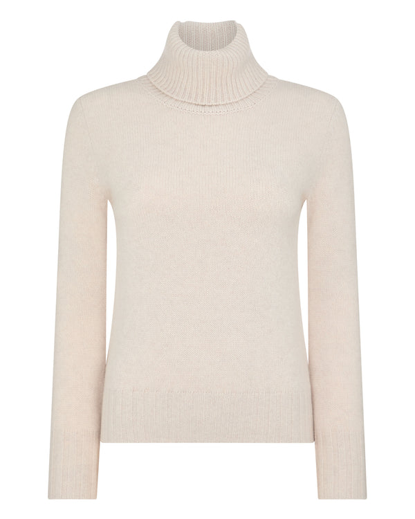 N.Peal Women's Hazel Chunky Roll Neck Cashmere Jumper Frost White