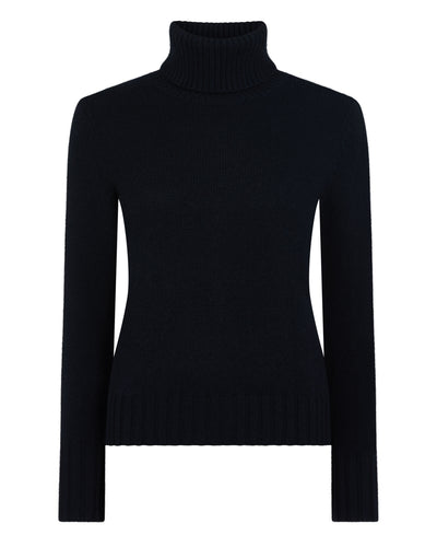 N.Peal Women's Hazel Chunky Roll Neck Cashmere Jumper Navy Blue