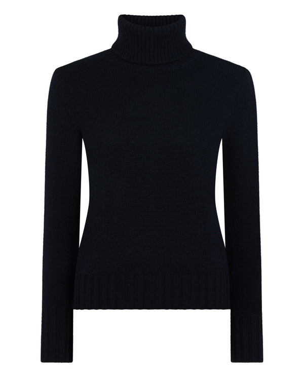 N.Peal Women's Hazel Chunky Roll Neck Cashmere Jumper Navy Blue