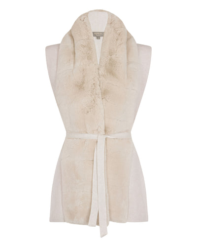 N.Peal Women's Lola Fur Placket Cashmere Gilet Frost White