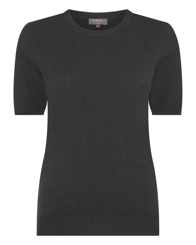 N.Peal Women's Milly Classic Cashmere T-Shirt Anthracite Grey