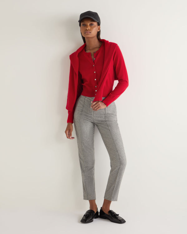 N.Peal Women's Ivy Cropped Cashmere Cardigan Riding Red