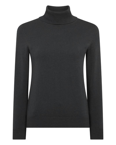 N.Peal Women's Luna Roll Neck Cashmere Jumper Anthracite Grey