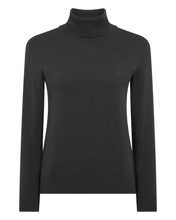 N.Peal Women's Luna Roll Neck Cashmere Jumper Anthracite Grey