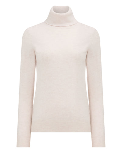 N.Peal Women's Luna Roll Neck Cashmere Jumper Frost White