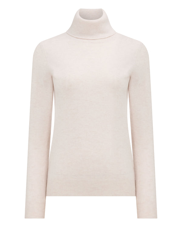 N.Peal Women's Luna Roll Neck Cashmere Jumper Frost White