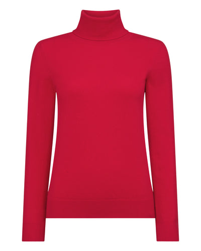 N.Peal Women's Luna Roll Neck Cashmere Jumper Riding Red