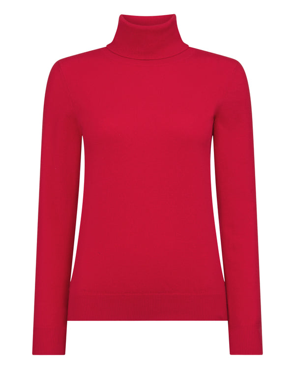 N.Peal Women's Luna Roll Neck Cashmere Jumper Riding Red