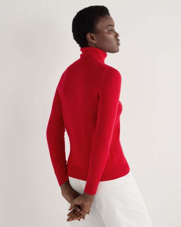 N.Peal Women's Luna Roll Neck Cashmere Jumper Riding Red