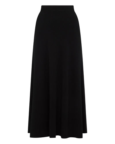 N.Peal Women's Long Rib Cashmere Skirt Black