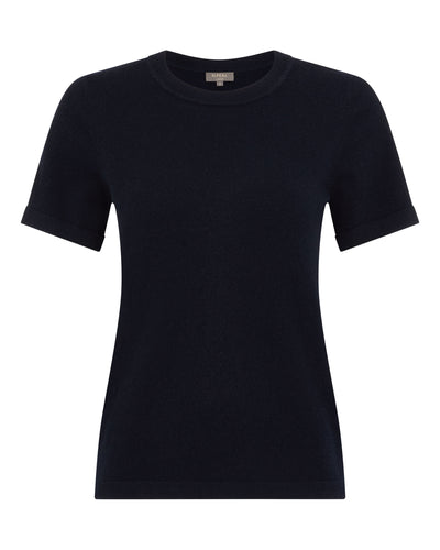 N.Peal Women's Lottie Cashmere T-Shirt Navy Blue