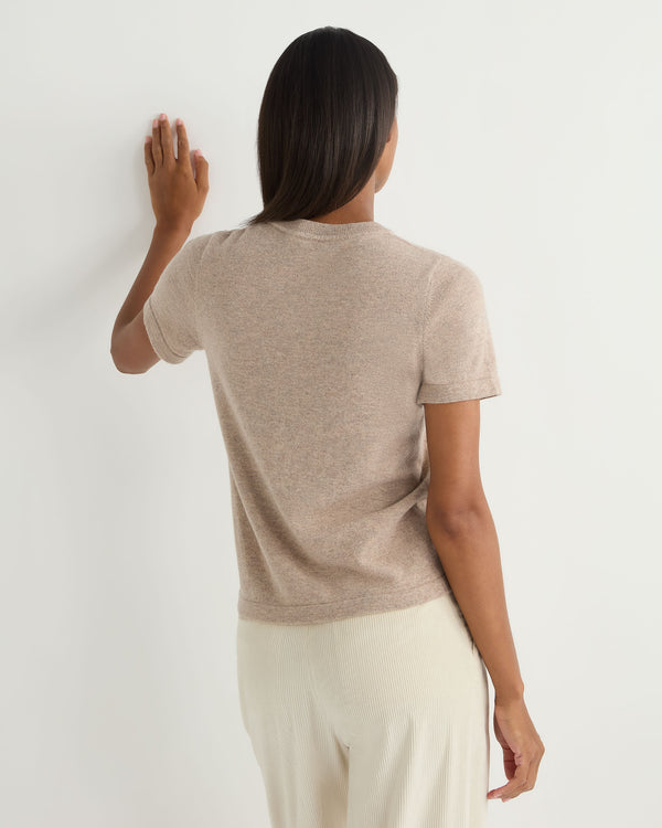 N.Peal Women's Lottie Cashmere T-Shirt Oatmeal Brown