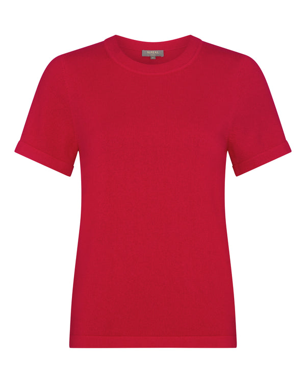 N.Peal Women's Lottie Cashmere T-Shirt Riding Red