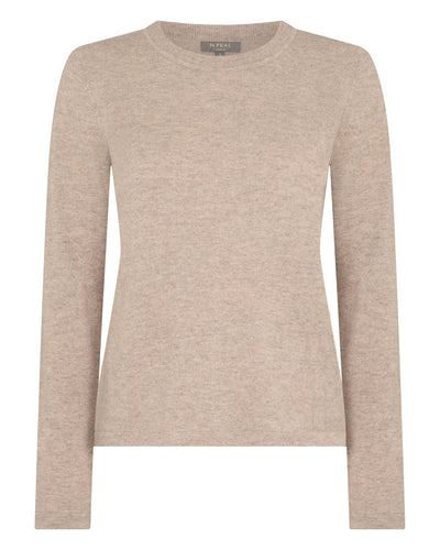 N.Peal Women's Hallie Round Neck Cashmere Jumper Oatmeal Brown