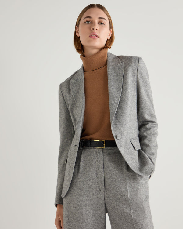 N.Peal Women's Chloe Herringbone Single Breasted Jacket Grey