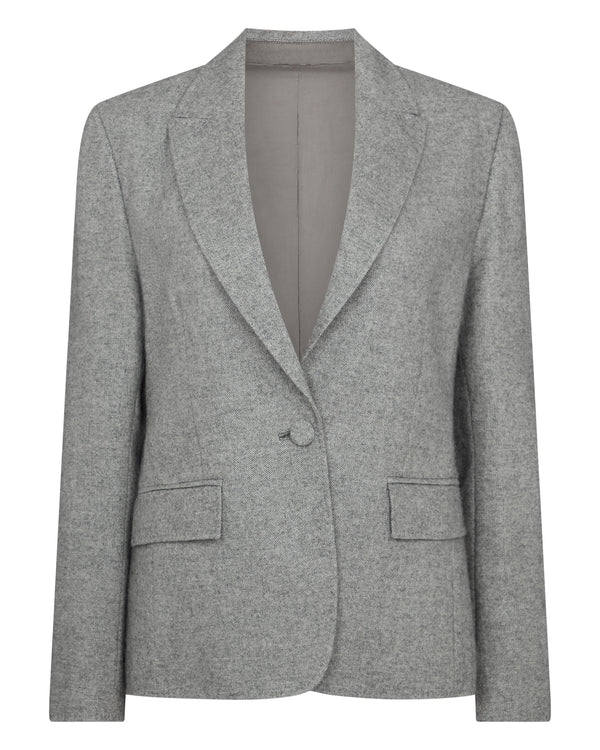 N.Peal Women's Chloe Herringbone Single Breasted Jacket Grey