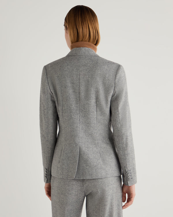 N.Peal Women's Chloe Herringbone Single Breasted Jacket Grey