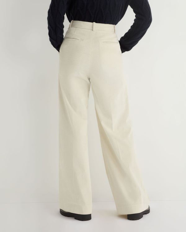 N.Peal Women's Florence Cord Wide Leg Trouser Off White 