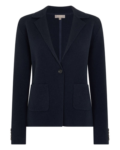 N.Peal Women's Single Breasted Cashmere Blazer Navy Blue