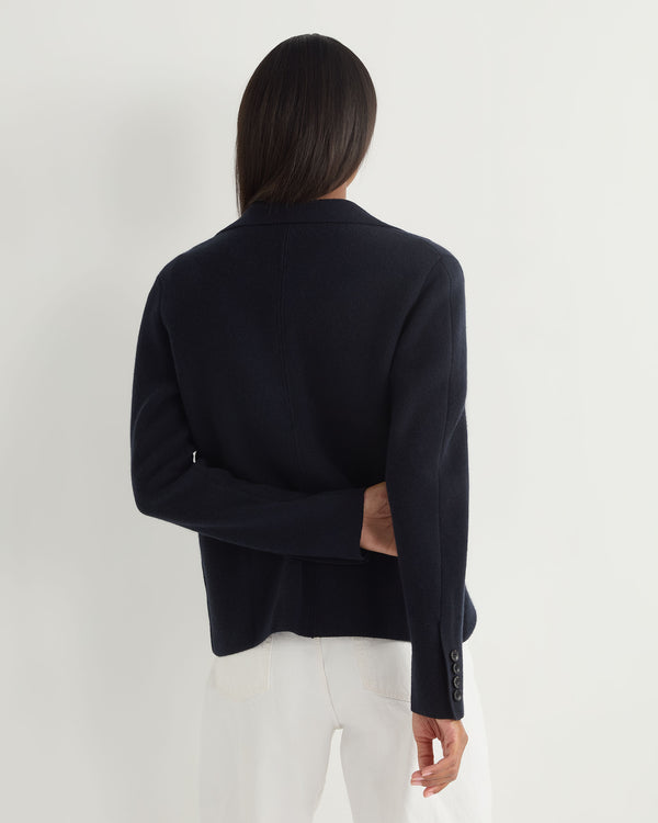 N.Peal Women's Single Breasted Cashmere Blazer Navy Blue