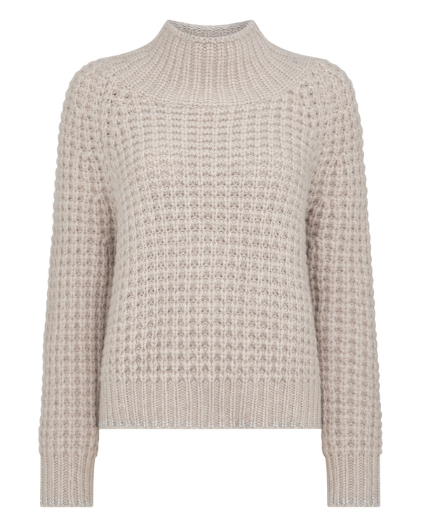 N.Peal Women's Super Chunky Rib Cashmere Jumper Sand Brown