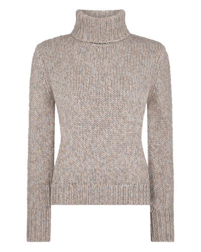 N.Peal Women's Hazel Marl Chunky Roll Neck Cashmere Jumper Marble Marl