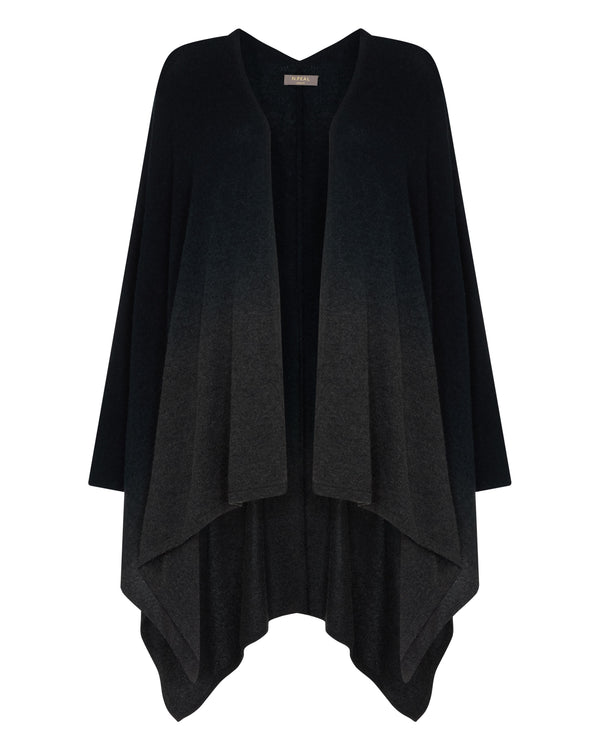 N.Peal Women's Lily Ombre Cashmere Cape Navy Blue