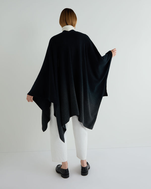 N.Peal Women's Lily Ombre Cashmere Cape Navy Blue