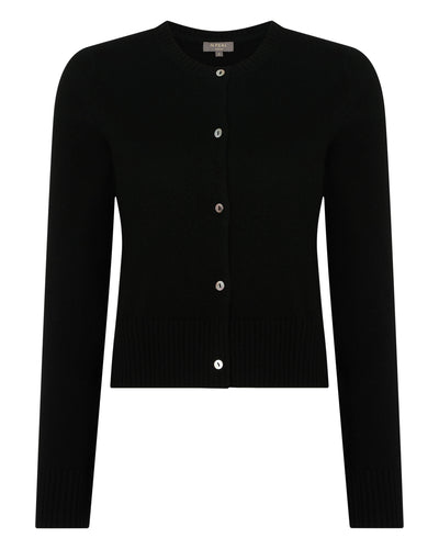 N.Peal Women's Chunky Crop Cashmere Cardigan Black