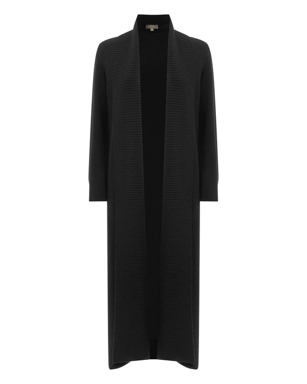 N.Peal Women's Longline Cashmere Cardigan Black