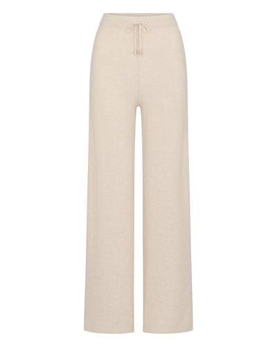 N.Peal Women's Honeycomb Knit Cashmere Trouser Ecru White