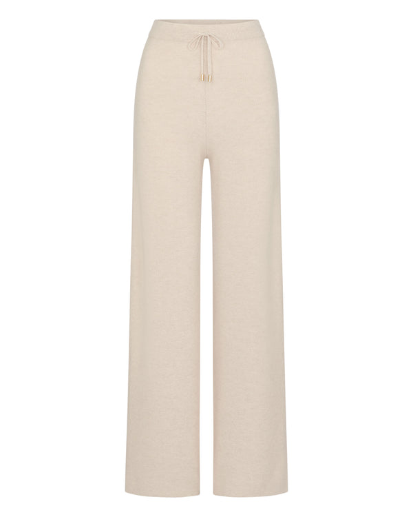 N.Peal Women's Honeycomb Knit Cashmere Trouser Ecru White