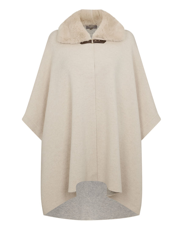 N.Peal Women's Rex Collar Cape Ecru White