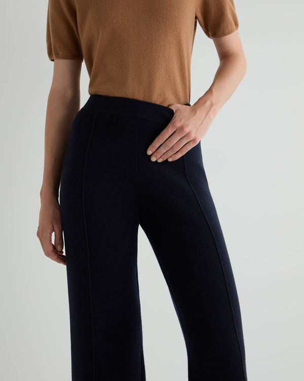 N.Peal Women's Double Face Trousers Navy Blue