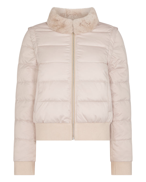 N.Peal Women's Eva Birdseye Fur Jacket Ecru White