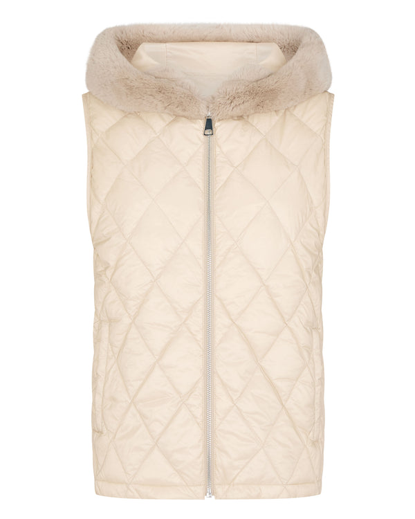 N.Peal Women's Down Gilet With Fur Ecru White