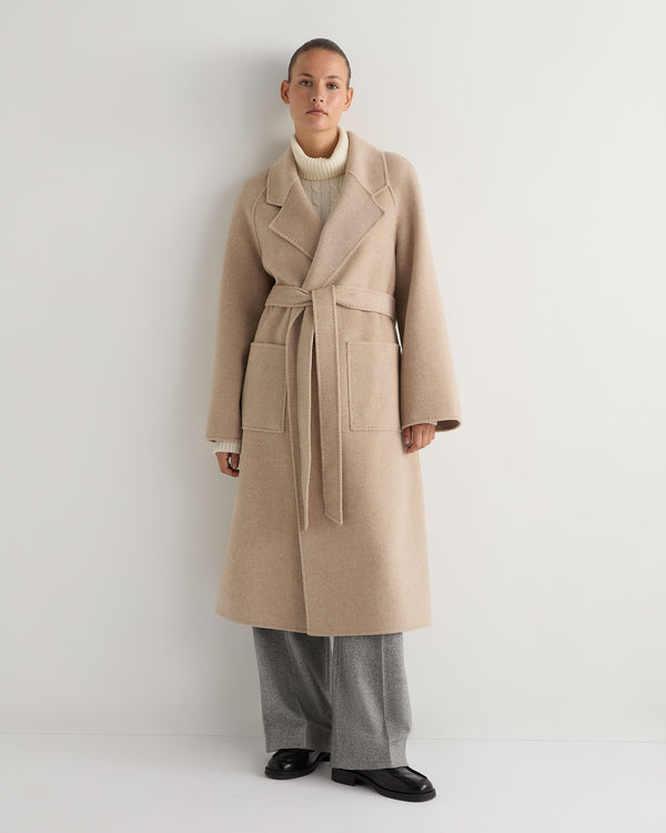 N.Peal Women's Longline Woven Coat Ecru White