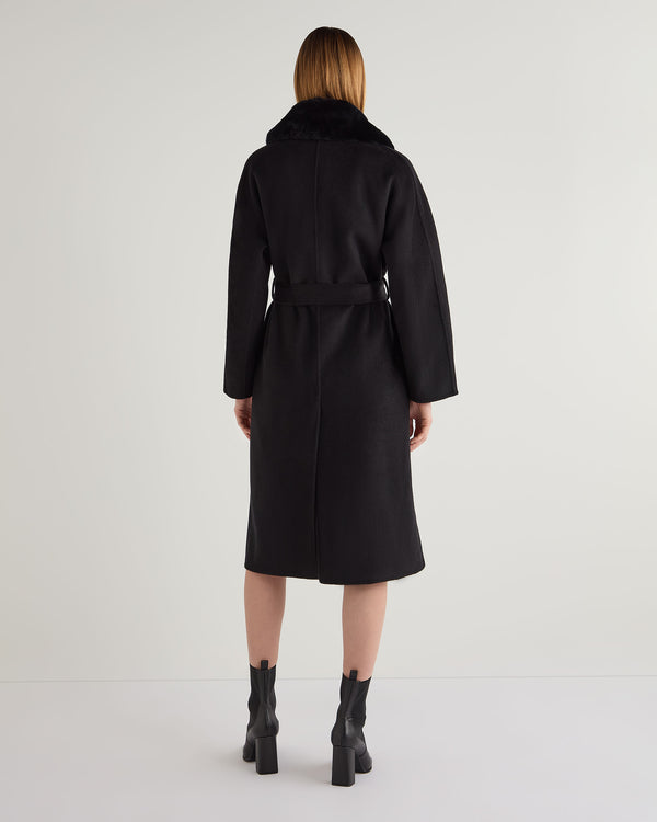 N.Peal Women's Estella Robe Coat Black