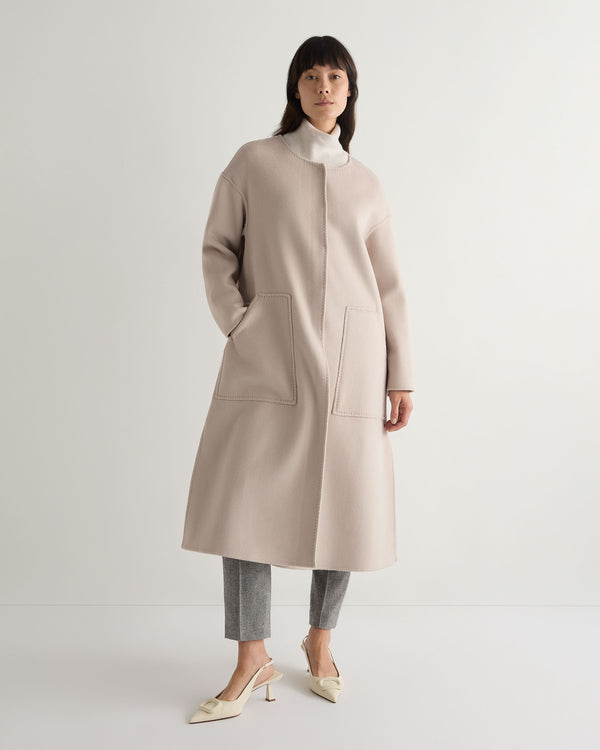 N.Peal Women's Dylan Round Neck Coat Snow Grey