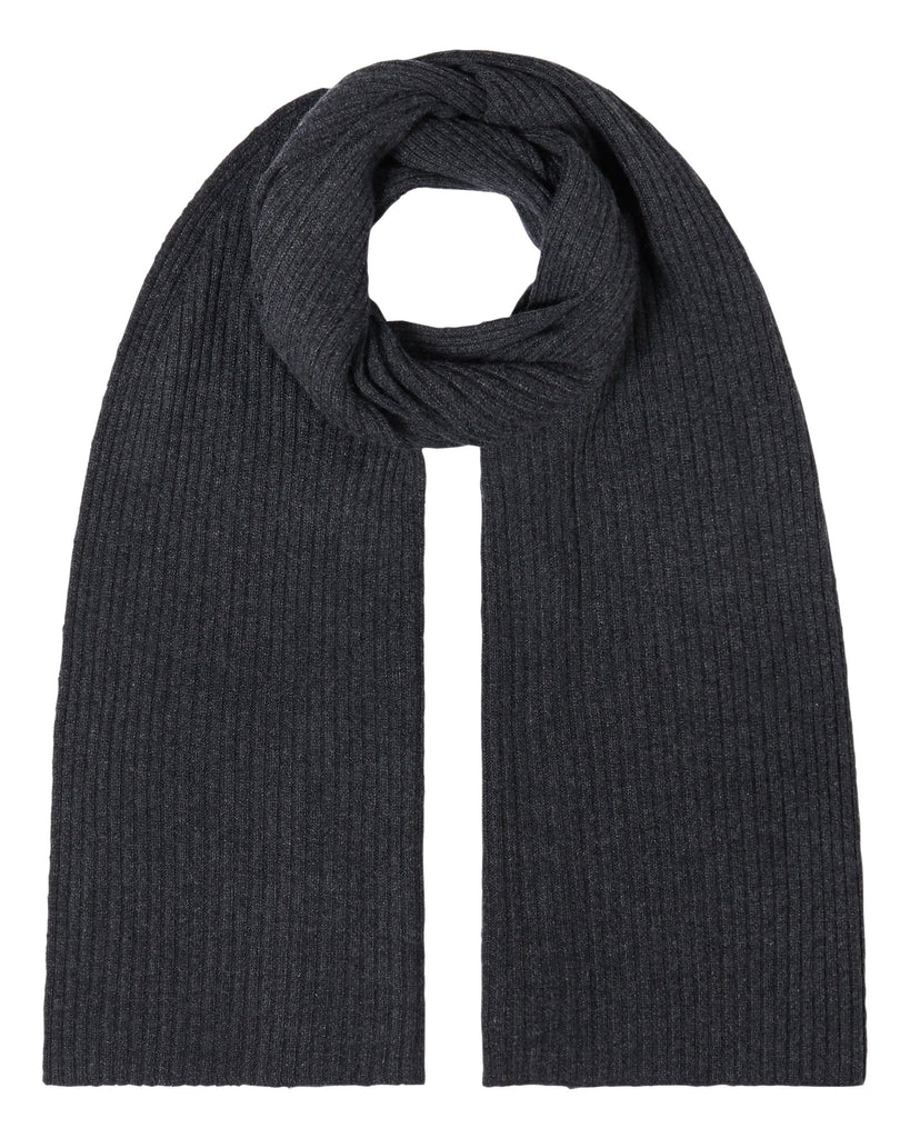 Unisex Short Ribbed Cashmere Scarf Dark Charcoal Grey | N.Peal