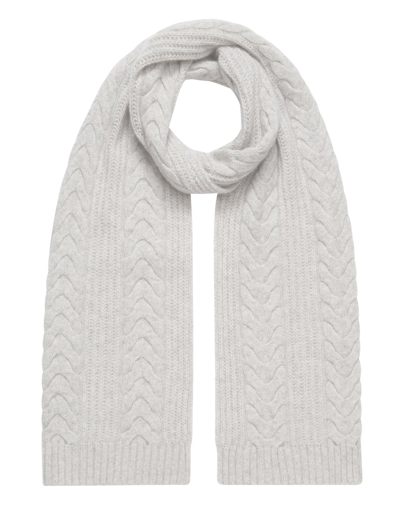 Women's Wide Cable Cashmere Scarf Fumo Grey | N.Peal