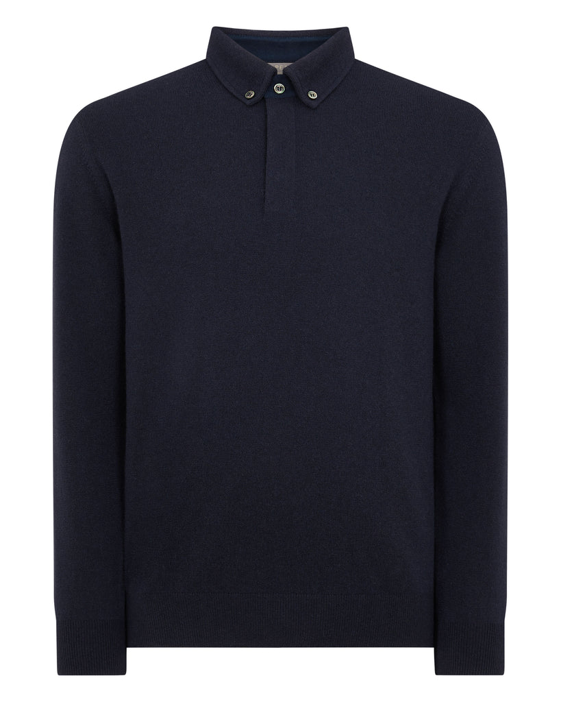 Men's Relaxed Polo Cashmere Shirt Navy Blue | N.Peal